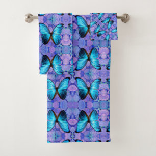 Ensemble de serviettes de bain - Papillon bleu et