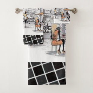 Ensemble de serviettes de bain Paris France Café