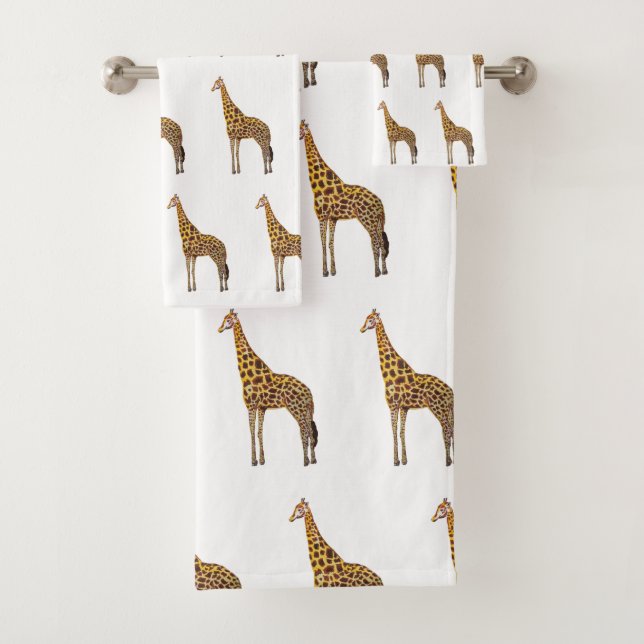 Ensemble de serviettes de bain peint en girafe (En situation)