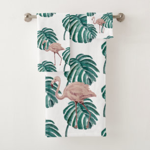 Ensemble de serviettes de bain peintes en Flamant 