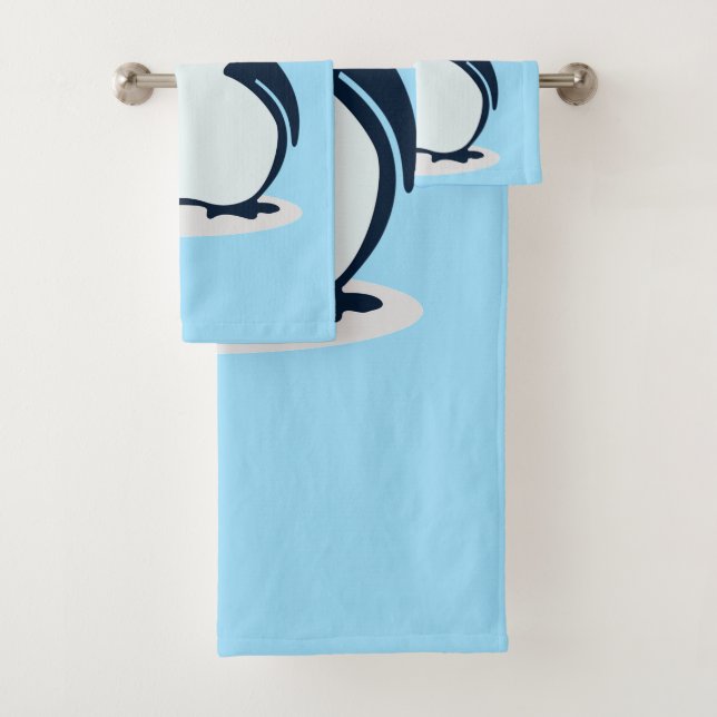 Ensemble de serviettes de bain Petit Penguin Desig (En situation)
