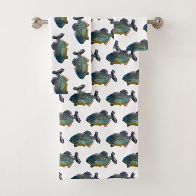 Ensemble de serviettes de bain Piranha Frenzy (En situation)
