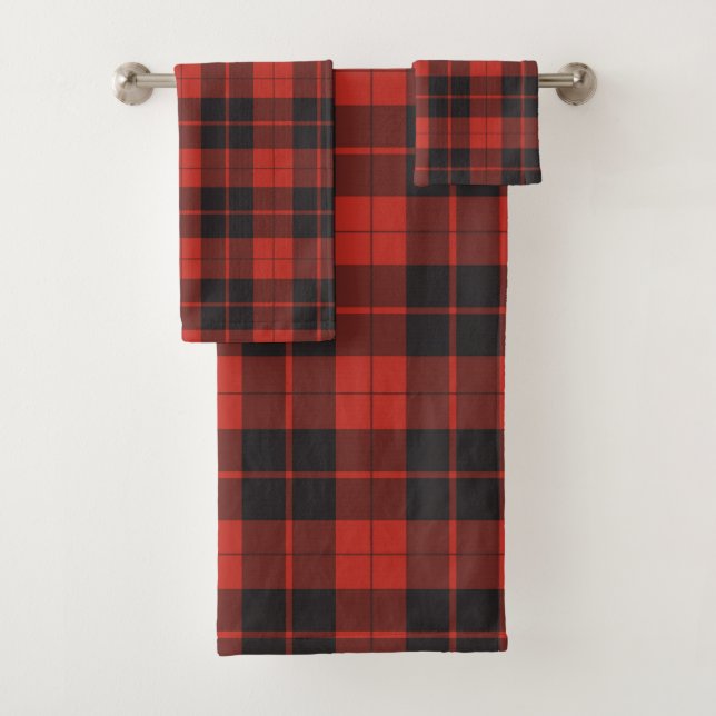 Ensemble de serviettes de bain plaid (En situation)