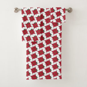 Ensemble de serviettes de bain Poinsettias de Noël