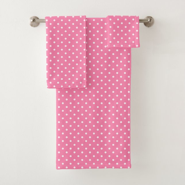 Ensemble De Serviettes De Bain Pois Roses (En situation)
