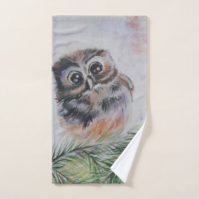 Ensemble de serviettes de bain pour bébé hibou (Serviette à main)