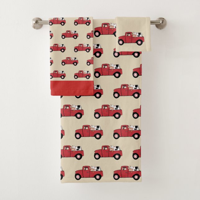 Ensemble de serviettes de bain pour Camion Rouge e (En situation)