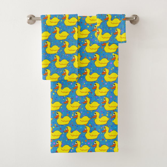 Ensemble de serviettes de bain pour canard jaune (En situation)