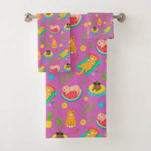 Ensemble de serviettes de bain pour chats d'été tr