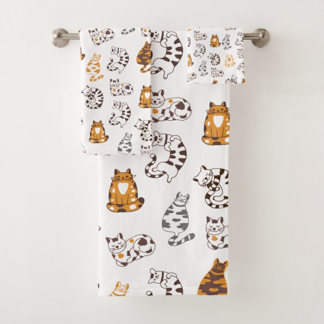 Ensemble de serviettes de bain pour chats détendus (En situation)