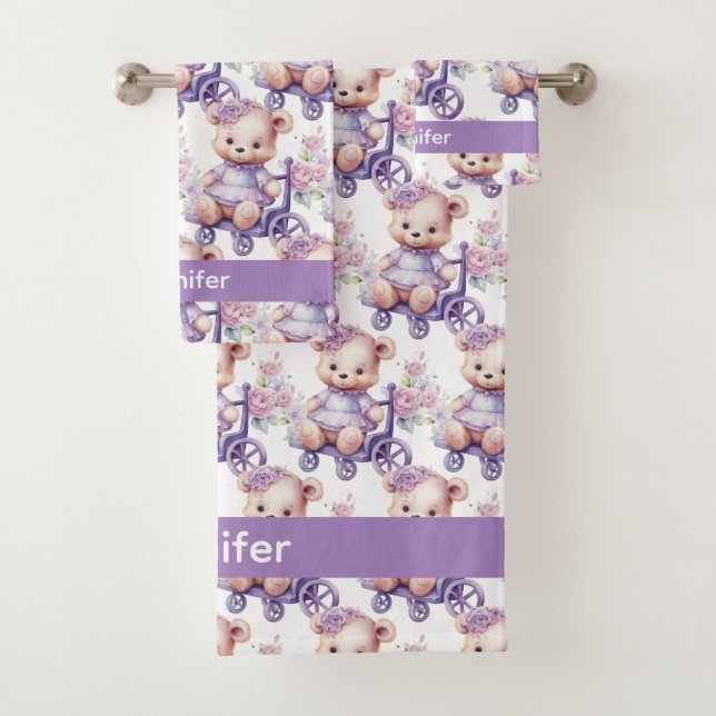 Ensemble de serviettes de bain pour fille Ourson e (En situation)