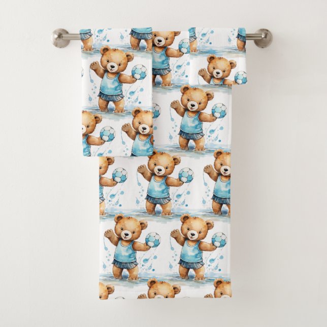 Ensemble de serviettes de bain pour garçon | Ours  (En situation)