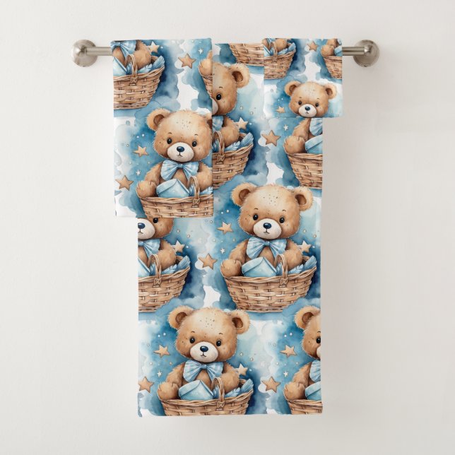 Ensemble de serviettes de bain pour garçon | Ours  (En situation)