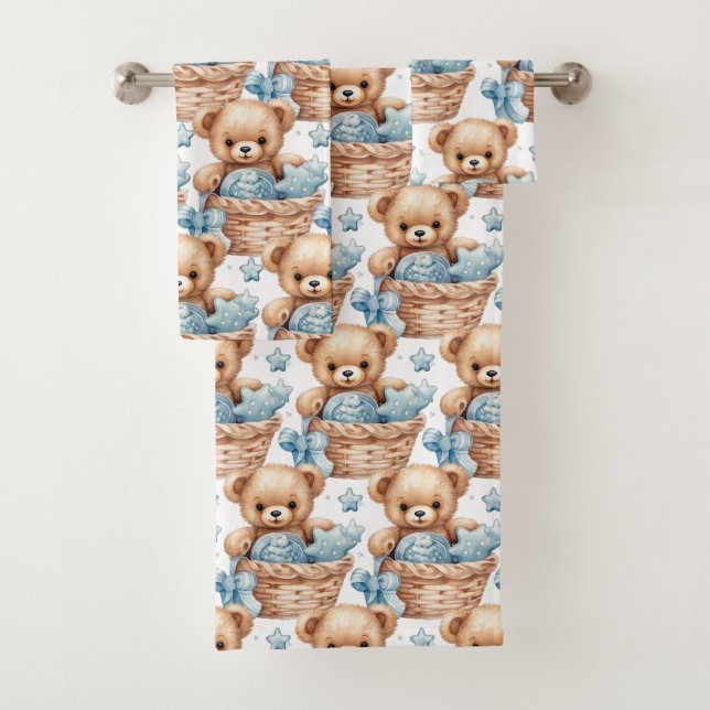 Ensemble de serviettes de bain pour garçon | Ours  (En situation)