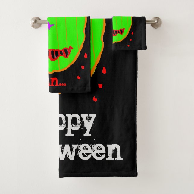 Ensemble de serviettes de bain pour Halloween Zomb (En situation)