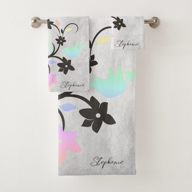 Ensemble de serviettes de bain Rainbow Pastel Love (En situation)