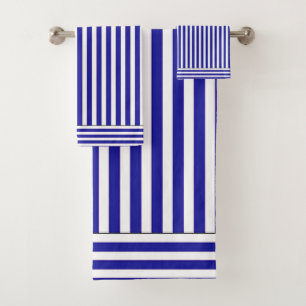 Ensemble de serviettes de bain rayées bleu blanc 