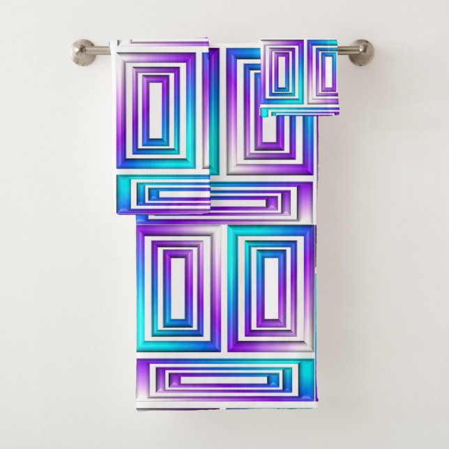 ensemble de serviettes de bain rectangulaires géom (En situation)