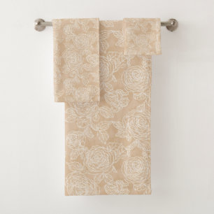 Ensemble de serviettes de bain Rose Blanche Élégan