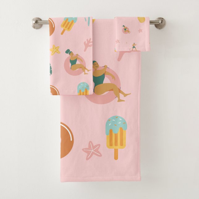 Ensemble de serviettes de bain rose pastel pour so (En situation)