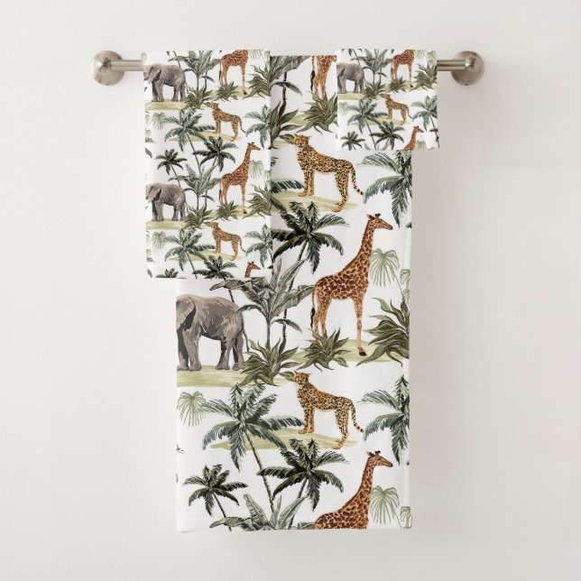 Ensemble de serviettes de bain Safari animal (En situation)