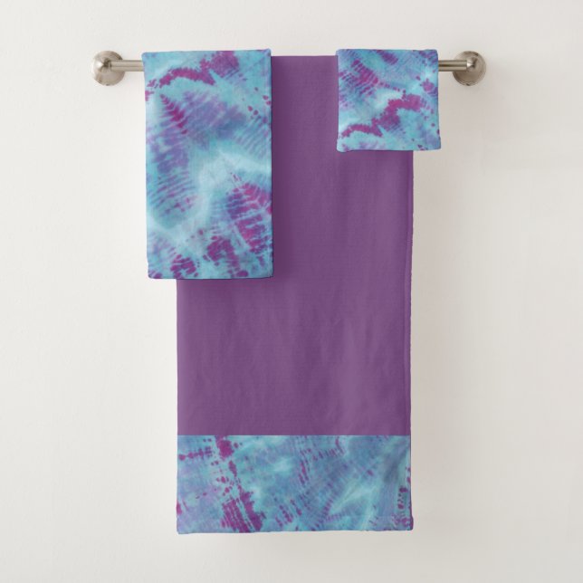 Ensemble de serviettes de bain Shibori Tie Dye Blu (En situation)