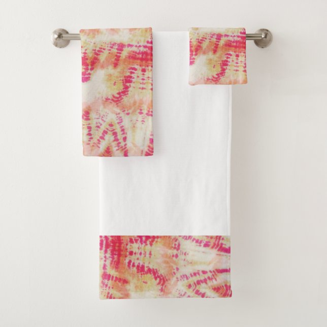 Ensemble de serviettes de bain Shibori Tie Dye Ros (En situation)