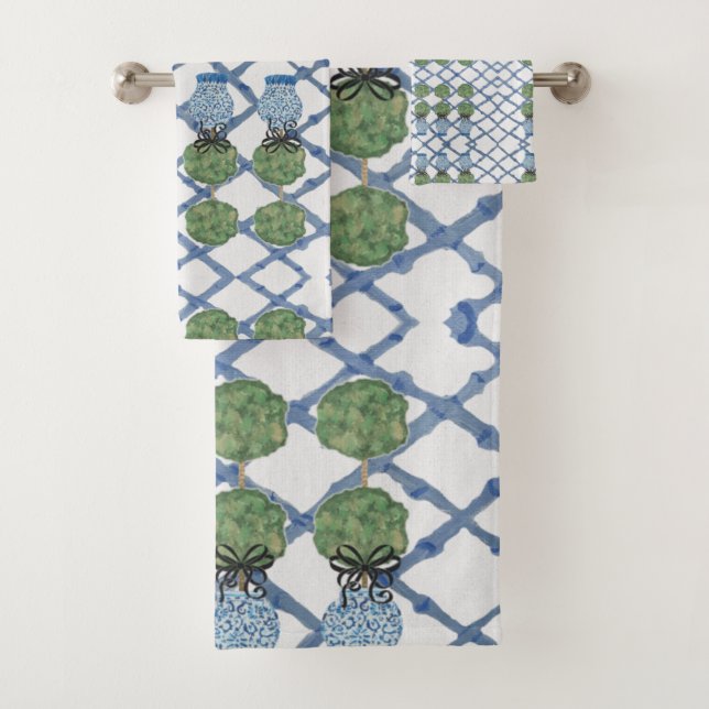 Ensemble de serviettes de bain Topiary Blue Ginger (En situation)