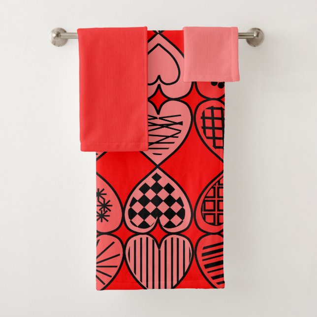 Ensemble de serviettes de bain Topsy Turvy Hearts (En situation)