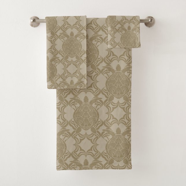 Ensemble de serviettes de bain Tortue de mer Gris  (En situation)