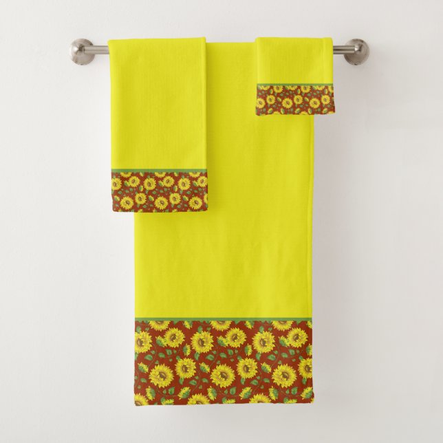 Ensemble de serviettes de bain Tournesols (En situation)
