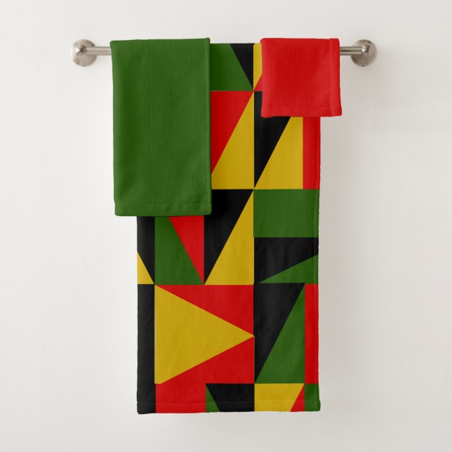 Ensemble de serviettes de bain Triangles Black His (En situation)