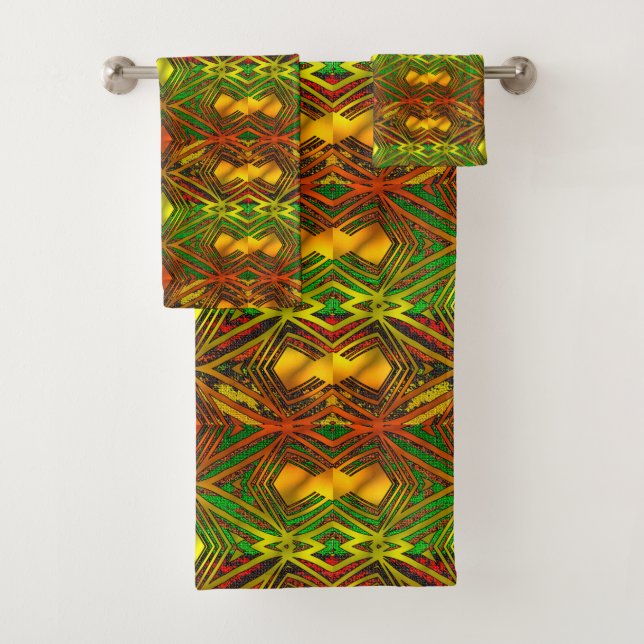 Ensemble de serviettes de bain Tribal Motif Africa (En situation)