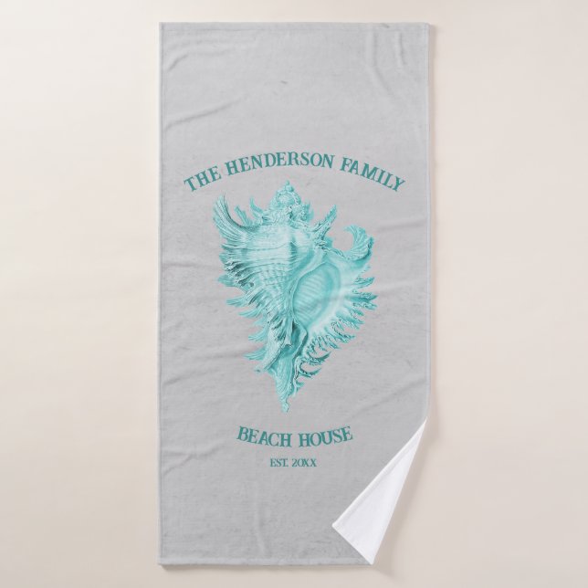 Ensemble de serviettes de bain turquoise Conch She (Serviette de bain)
