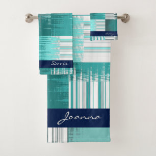 Ensemble De Serviettes De Bain turquoise Et Gris