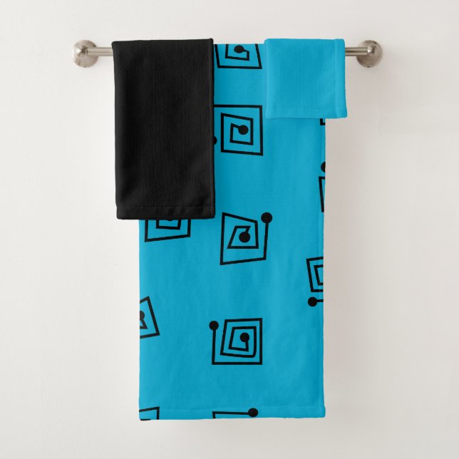 Ensemble de serviettes de bain Turquoise Mazes (En situation)
