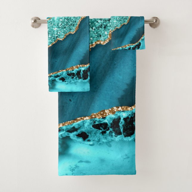 Ensemble de serviettes de bain Turquoise Parties s (En situation)