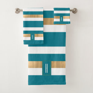 Ensemble de serviettes de bain Turquoise rayé Mon