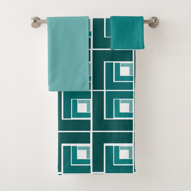 Ensemble de serviettes de bain turquoise Topsy Tur (En situation)