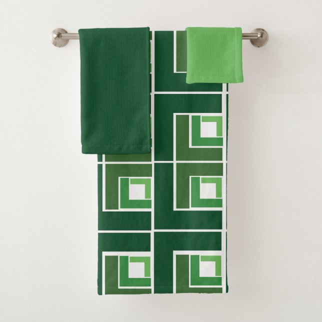 Ensemble de serviettes de bain vert Topsy Turvy (En situation)