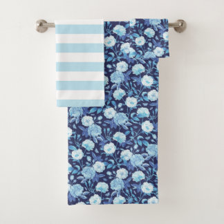 Ensemble de serviettes de bain Vintage Floral bleu