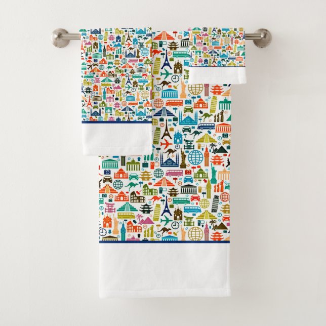 ensemble de serviettes de bain voyage autour du mo (En situation)