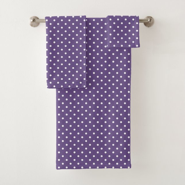 Ensemble de serviettes de bains pourpres Pois (En situation)
