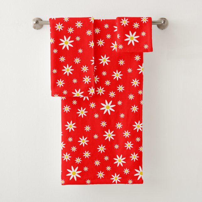 Ensemble de serviettes de bains Red Daisy (En situation)