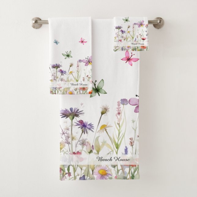 Ensemble de serviettes de la maison de plage fleur (En situation)