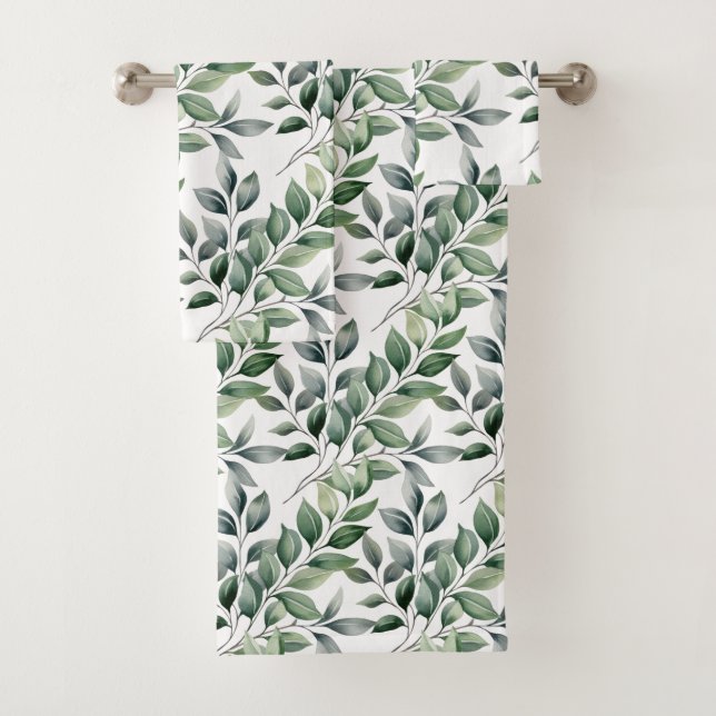 Ensemble de serviettes de la nature botanique verd (En situation)
