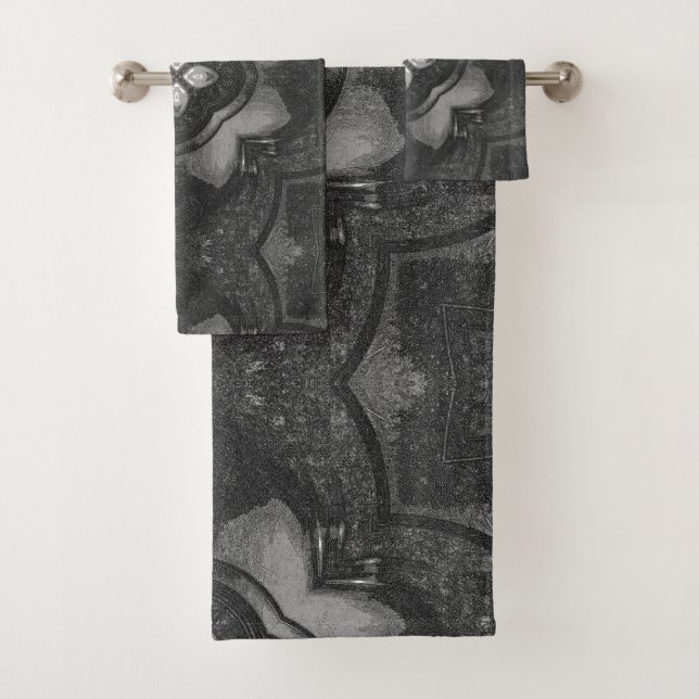 Ensemble de serviettes de Motif en crayon gris-noi (En situation)