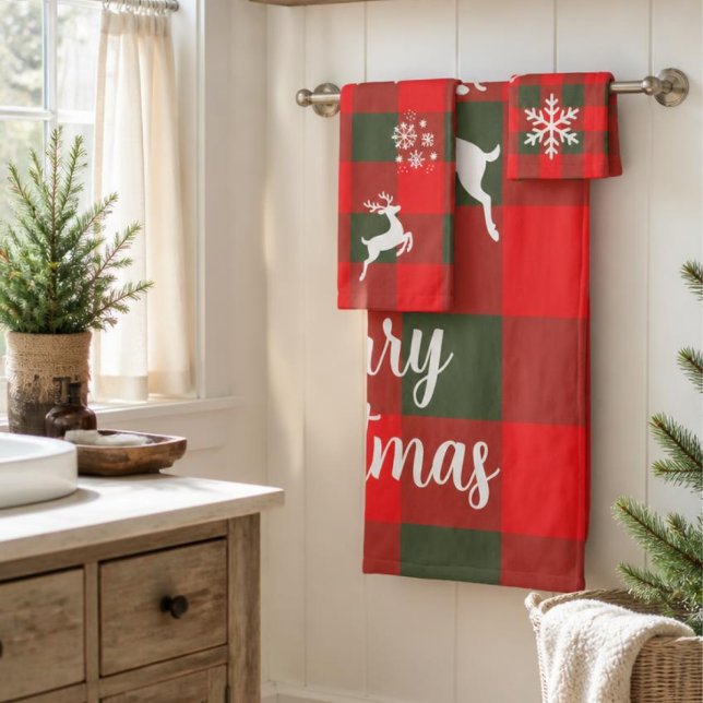 Ensemble de serviettes de Noël à carreaux rustique (Créateur téléchargé)