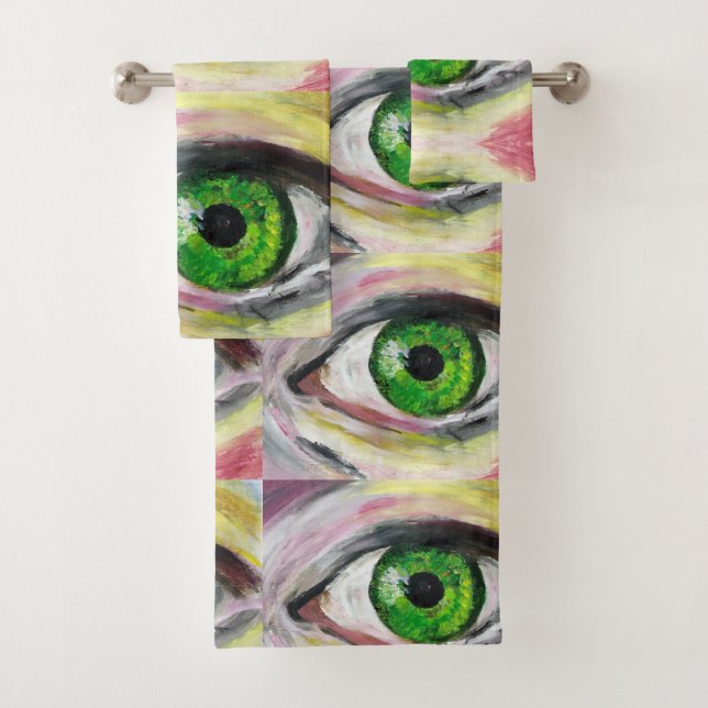 Ensemble de serviettes de peintures oculaires vert (En situation)