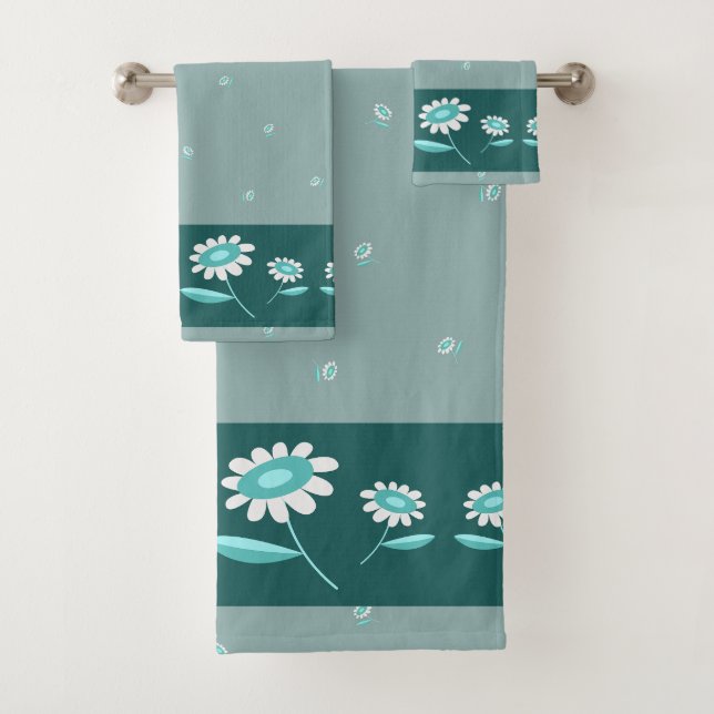 Ensemble de serviettes de salle de bain à fleurs d (En situation)